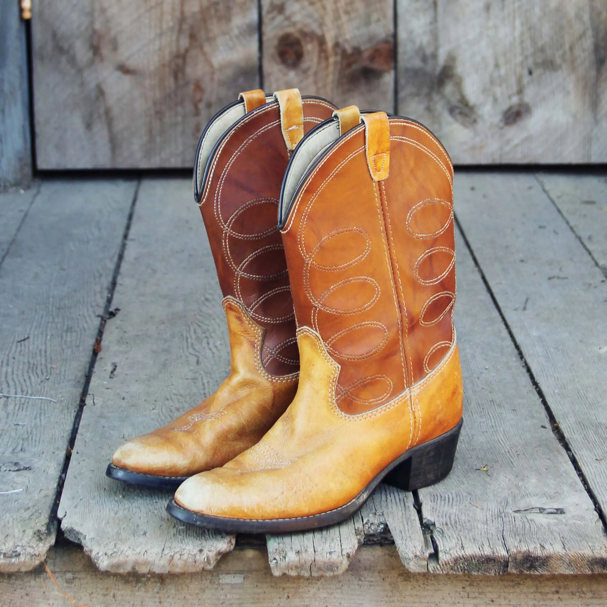 Vintage Caramel Stitch Boots