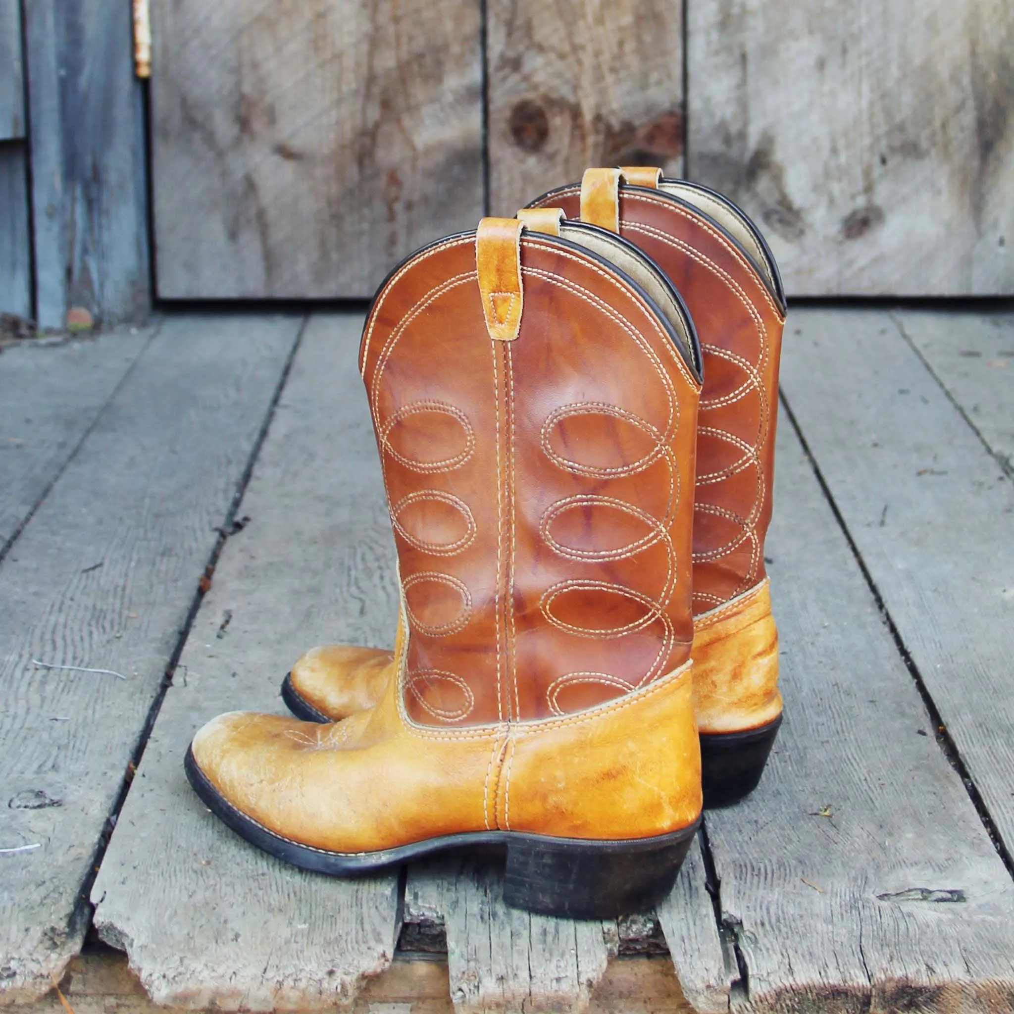 Vintage Caramel Stitch Boots