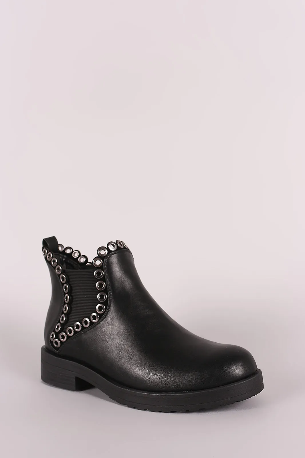 Wild Diva Lounge Grommet Accent Moto Chelsea Ankle Boots
