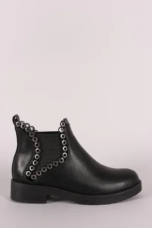 Wild Diva Lounge Grommet Accent Moto Chelsea Ankle Boots