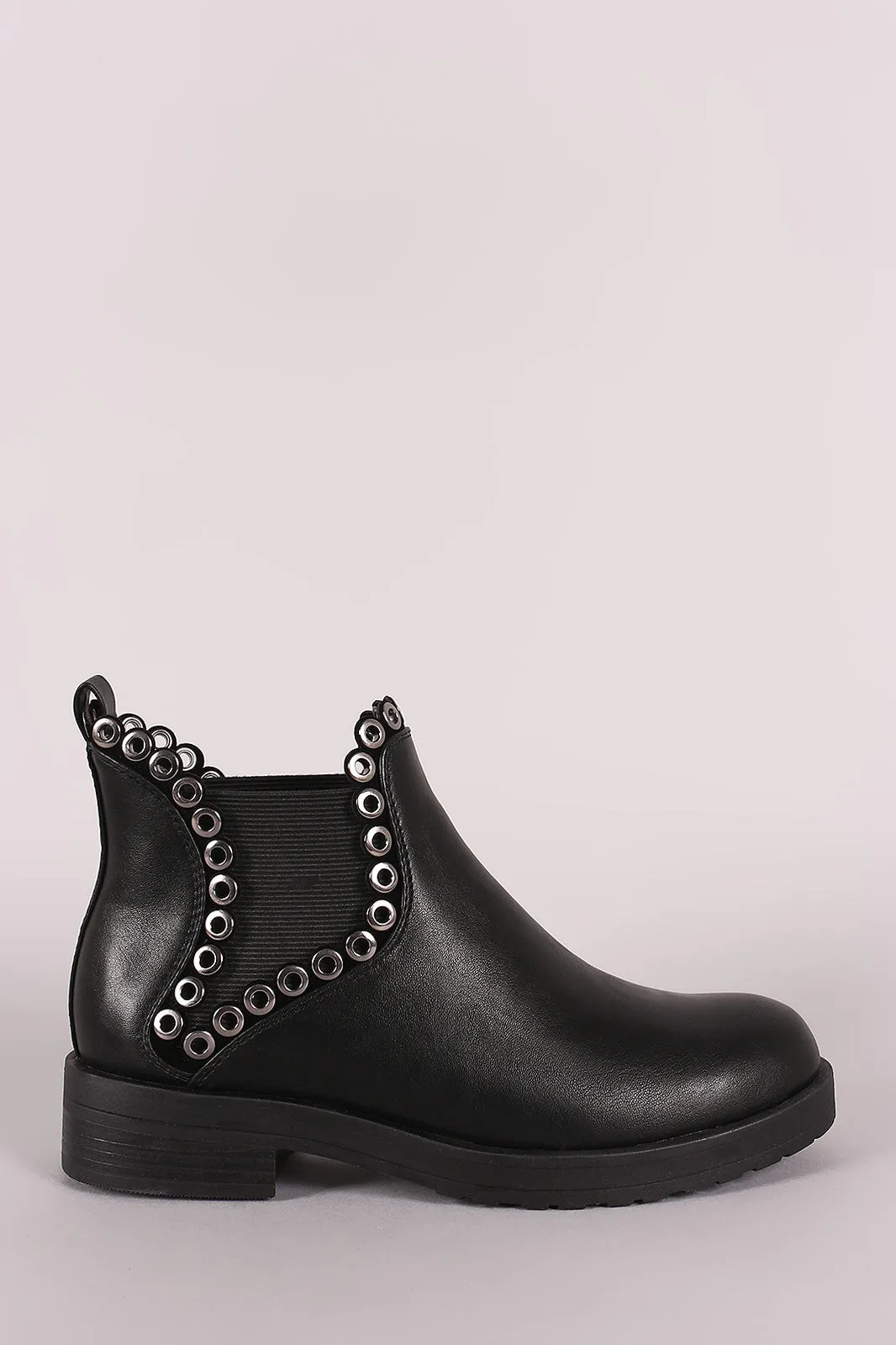 Wild Diva Lounge Grommet Accent Moto Chelsea Ankle Boots