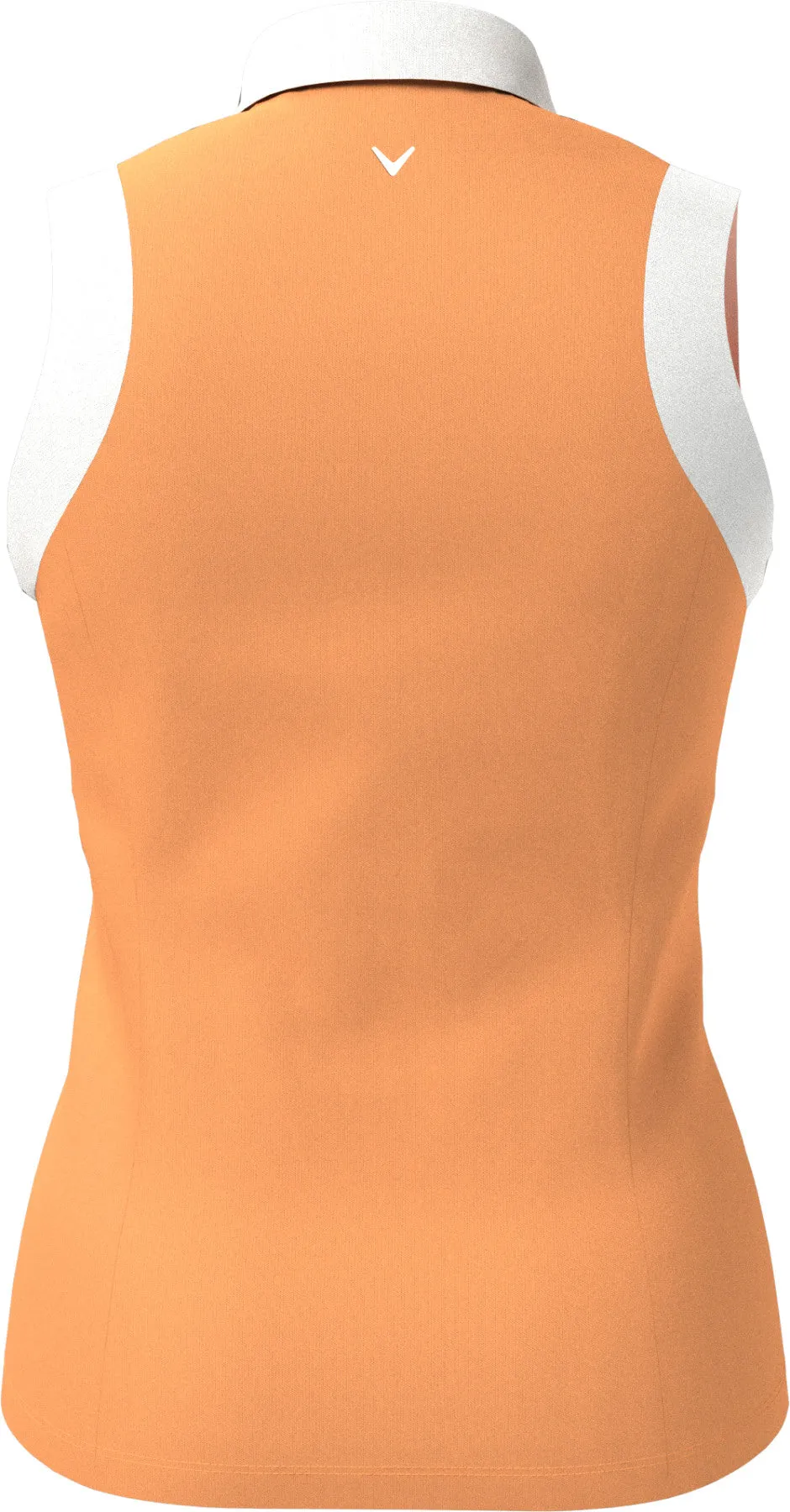 Women's Color Block V-Placket Sleeveless Golf Polo Shirt In Papaya