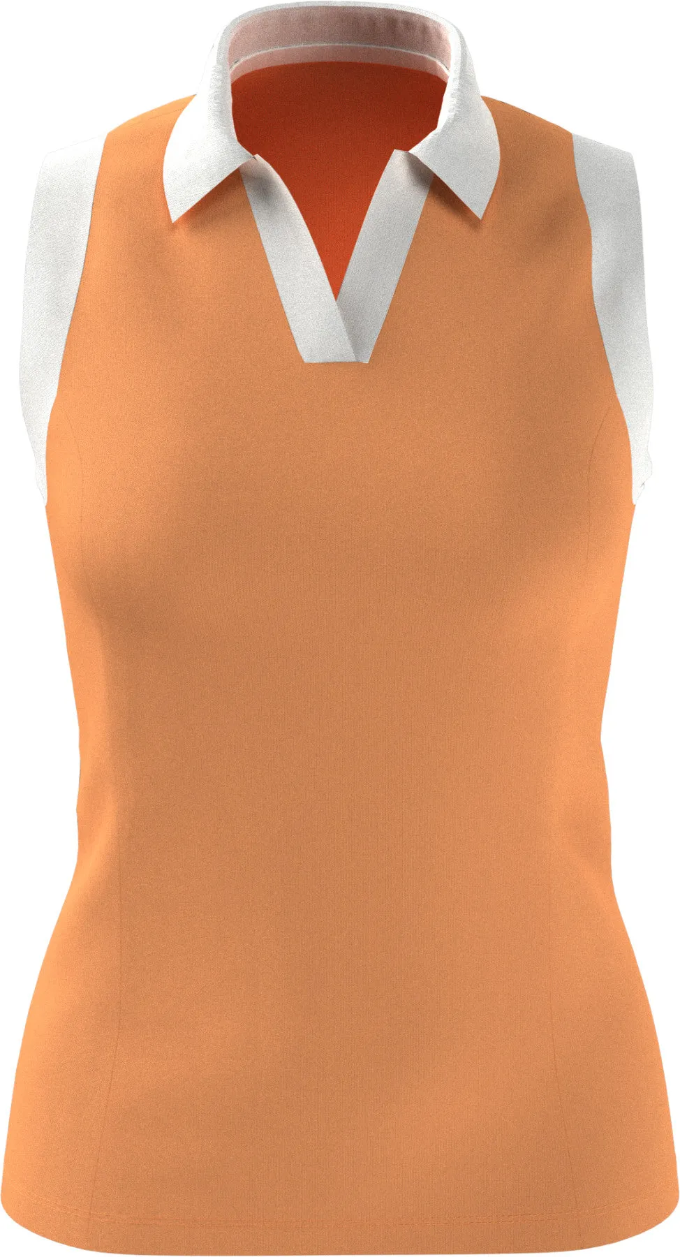 Women's Color Block V-Placket Sleeveless Golf Polo Shirt In Papaya